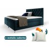 Wilsondo Čalúnená boxspring manželská posteľ s matracom Guliette - tmavomodrá Rozmer: 200x200