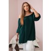 Spanish blouse with ruffles on the sleeve dark green čierna One size Kesi Włoski 5907302246264