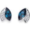 Náušnice s krištáľmi Swarovski Oliver Weber Leaf blue