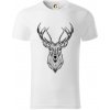 Jeleň kresba - Tričko z organickej bavlny - 2XL ( Biela )