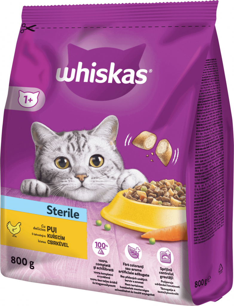 Whiskas Dry Sterile s kuř. 800 g