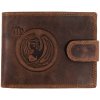 WILD Pánska kožená peňaženka s prackou s obrázkami znamenia - PANNA - hnedá