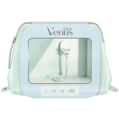 Gillette Venus Smooth strojček + 2 náhradné hlavice + nástenný držiak na strojček + kozmetická taška darčeková sada