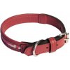 COBBYS PET Obojok z pravej kože bordový zdobený bielo červenou textíliou 50cm/20mm