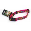 COBBYS PET Nastaviteľný textilný obojok s labkami 35-50cm/19mm ružový