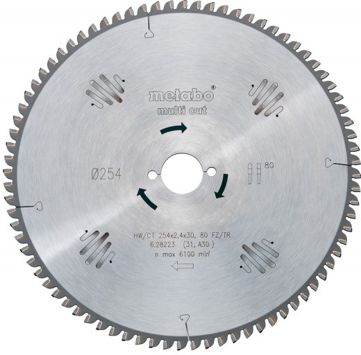 Metabo Pílový kotúč pre stacionárne okružné píly HW / CT 254x30, 80 FZ/TZ, 5° NEG. 628223000