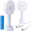 STOLNÝ VENTILÁTOR MINI NA AKUMULÁTOR 22CM 3W 3 RÝCHLOSTI BLOW BIELY