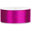 Stuha saténová fuchsiová 25 mm x 25 m - fuchsiové široké dekorační stuhy na svatební výzdobu