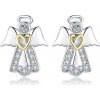Linda's Jewelry Strieborné napichovacie náušnice Anjel Pána Ag 925/1000 IN212 +Darčeková krabička zdarma +Silikónová ochranná zarážka zdarma