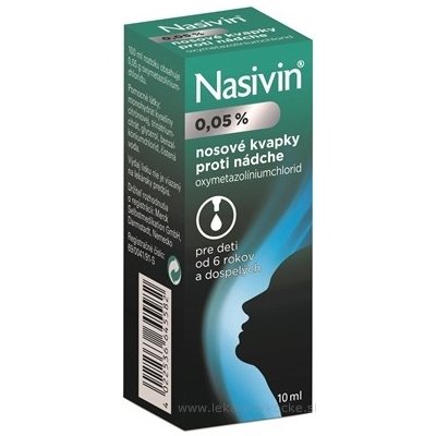 NASIVIN 0,05 % int nas (fľaša sklenená, hnedá s kvapkadlom) 1x10 ml