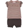 DIRKJE Set 2dielny kr. nohavice 86 Smokey Pink+Stripe+Smokey Grey E38207-31-86
