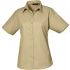 Premier | PR302, Popelínová blúzka s kr. rukávom, hnedá Kaki, 10_S