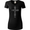 Jesus kríž štetcom - Dámske tričko z organickej bavlny Origin (GOTS) - 2XL ( Čierna )