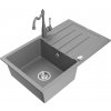 MEXEN/S MEXEN/S - Bruno granitový drez 1-miska s odkvapkávačom vrátane batérie Carla, šedá 6513-71-670700-71