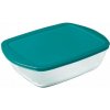 PYREX Dóza na potraviny s vekom obdĺžniková, číre sklo, 23x15x7cm, 1,2L, PYREX