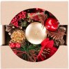 Svietnik MagicHome Vianoce, s čečinou a kvetom, prírodný, 15 cm