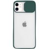 SES Silikonové ochranné s posuvným krytem na fotoaparát Apple iPhone 14 - tmavo zelené