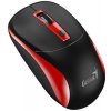 Genius NX-7123 Myš, bezdrátová, optická, 1200DPI, 4 tlačítka, Copilot, 2,4GHz, USB-A, 1× AA baterie, černo-červená