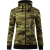 Hory bicykel úsmev - Mikina dámska trendy zipper s kapucňou - XS ( Zelený maskáč )