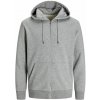 JACK & JONES 3907 / Unisex mikina na zips - light grey melange M