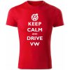 T-ričko Keep calm and drive Volkswagen pánske tričko Farba trička: Čierna, Farba potlače: Biela, Veľkosť: 4XL