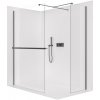 CERANO - Sprchová zástena Walk-in Onyx TL/P - 8 mm - hranatá vzpera + polička/držiak na uteráky - čierna matná, transparentné sklo - 120x40x200 cm