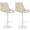 Design-Shop 2x Barová stolička Toni - koženka, biely rám - Krémová