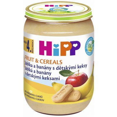 HiPP BIO Jablka a banány s dětskými keksy 190g