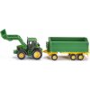 Siku Farmer 1843 John Deere s čelním nakladačem a přívěsem 1:87