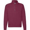 Fruit of the Loom Mikina Premium Zip Neck Sweat s 1/4 zipem COT-16203237001 S Burgundová