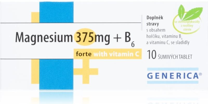 Generica Magnesium 375 mg + B6 Forte s vitamínom C 10 šumivých tabliet od  2,7 € - Heureka.sk