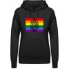 AWDis Hoodie mikina Dúhový dizajn Love Respect Freedom čierna
