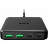 Swissten mini desktop adaptér gan 2x usb-c + 2xusb 65w power delivery černý 22057100