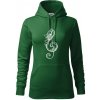 Husľový kľúč kvety - Mikina dámská Cape s kapucí - S ( Fľaškovozelená )