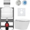 CERANO - Závesné WC s bidetom Cronus Standard - biela lesklá - tlačidlo Prime/Modulo, strieborné - ovládanie zhora - predstenová inštalácia / sadrokartón - 59,3x38,4 cm