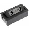 Stolní elektrozásuvka výklopná SOFT, 2x USB, černá