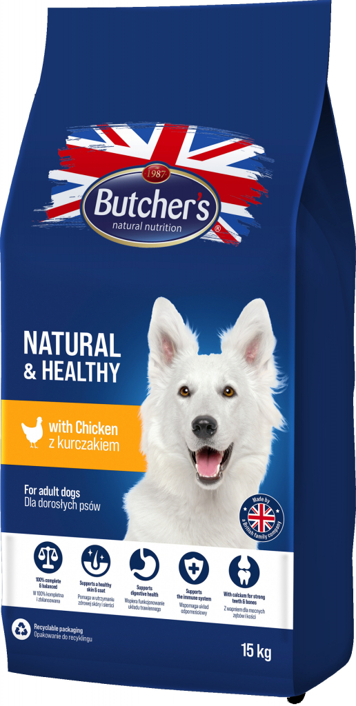 Butcher\'s Dog Natural&Healthy Dry s kuřecím masem 15 kg