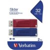 Verbatim USB flash disk, USB 2.0, 32GB, Slider, červený, modrý, 49327, USB A, s výsuvným konektorem, 2 ks