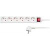 Solight predlžovací prívod, 6 zásuviek, biely, vypínač, 2m (PP71)