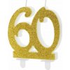 PartyDeco Tortová sviečka zlatá 60