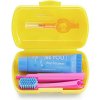 Curaprox Travel Set zubná kefka + CPS medzizubné kefky 2 ks + zubná pasta 10 ml darčeková sada, žltý