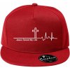 Jesus Saved My Life kríž ekg - Šiltovka s rovným šiltom a plastovou sponou - Univerzálna veľkosť ( Červená )