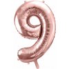 PartyDeco Fóliový balón narodeninové číslo 9 ružovo-zlatý 86 cm
