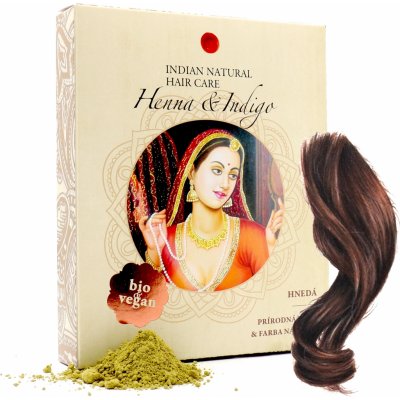 Indian Natural Hair Care Henna & Indigo hnedá farba na vlasy 200 g