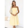 Numoco VIVIENNE Korzetové rozšírené midi šaty s opaskom - pastelovo žlté 641-3 Farba: Žltá, Veľkosť: XS