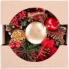 Svietnik MagicHome Vianoce, s čečinou a kvetom, prírodný, 15 cm