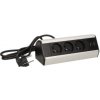 Zásuvka nábytková na kábel VIRONE FS-5 3x2P+Z 2xUSB 1,8m,skoby, čierna/INOX