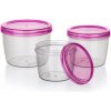 Banquet Súprava plastových dóz Agassa transparent ružové veko 250 ml 370 ml 600 ml