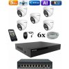 Amiko IP 5 kamerový set so switchom, 5Mpix, Ai, Dl, Dome (1500K5V2) (Amiko)