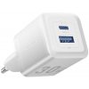 Vention FEQW0-EU sieťová nabíjačka – USB-C + USB, PD30W, GaN, dvojité rýchlonabíjanie, nízka teplota – biela KF2340243